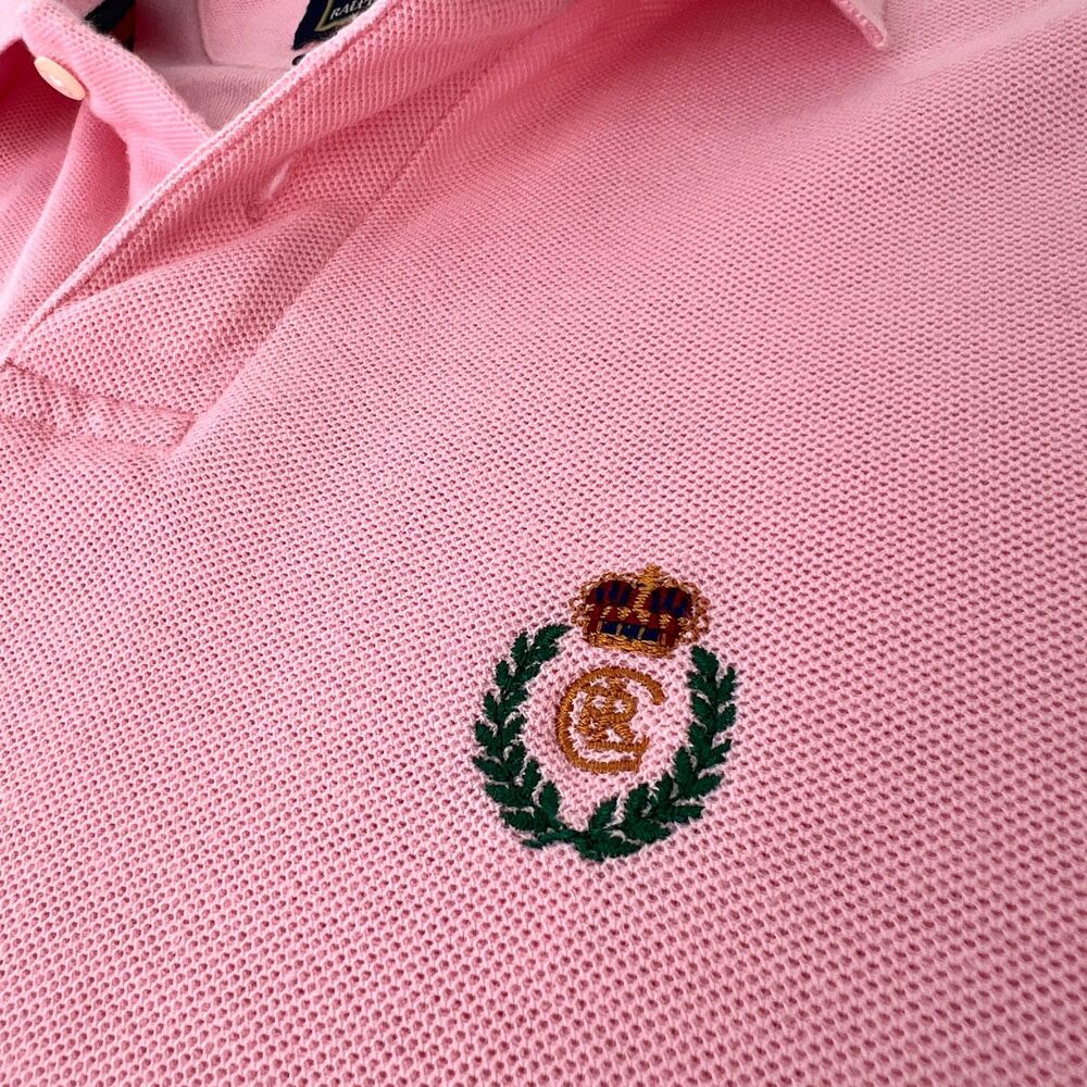 Vintage 90s Chaps Ralph Lauren 100% Cotton USA Made Pink Polo Shirt Size Medium - Picture 7 of 15